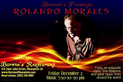 Rolando Morales will appear at Barone's December 2, 2016