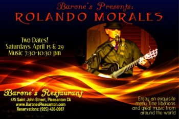 Rolando Morales returns to Barone's on Saturday, April 29, 2017