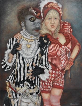 Birds of a Feather Oil on Canvas, 18? x 14?, 2015, by Uriél Dana. © 2015 Uriél Dana. Featured painting at the Carousel de Louvre Exhibition, Paris, November 2015.
