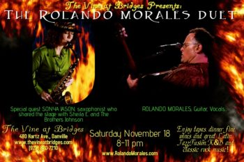 Rolando Morales and special guest, Susan Jason, will perform at The Vine at Bridges November 18, 2017