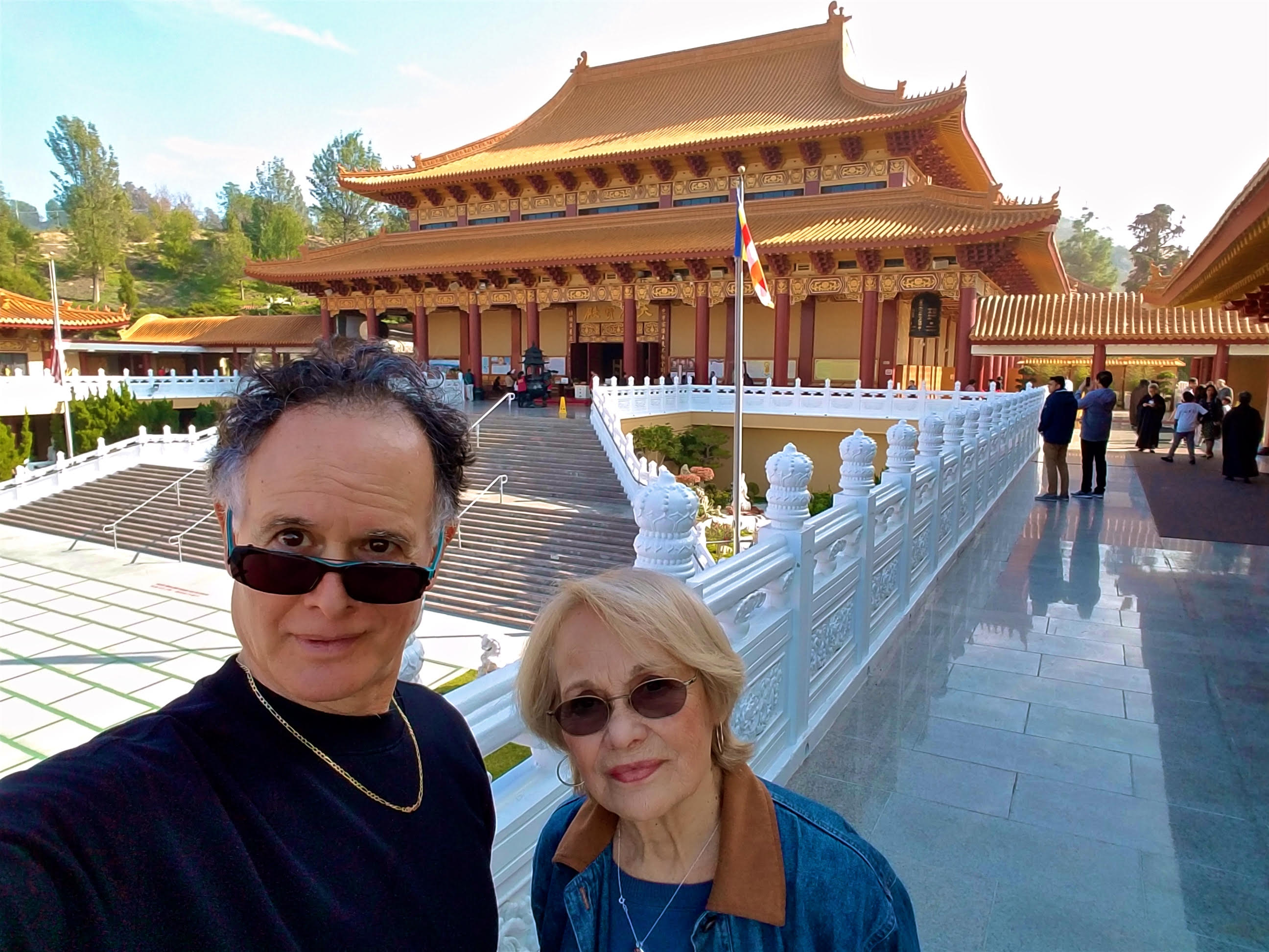 Rolando Morales, guitarist and vocalist, and his beautiful mom enjoying Xmas time at Guang Shan Hsi Lai Temple