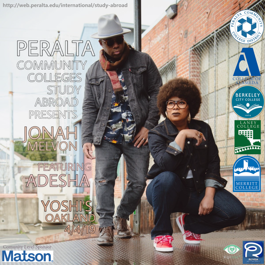 Join us for “A Night at Yoshi's Oakland featuring Jonah Melvon & Adesha" - the Inaugural Peralta Colleges Foundation for Study Abroad Fundraising Event