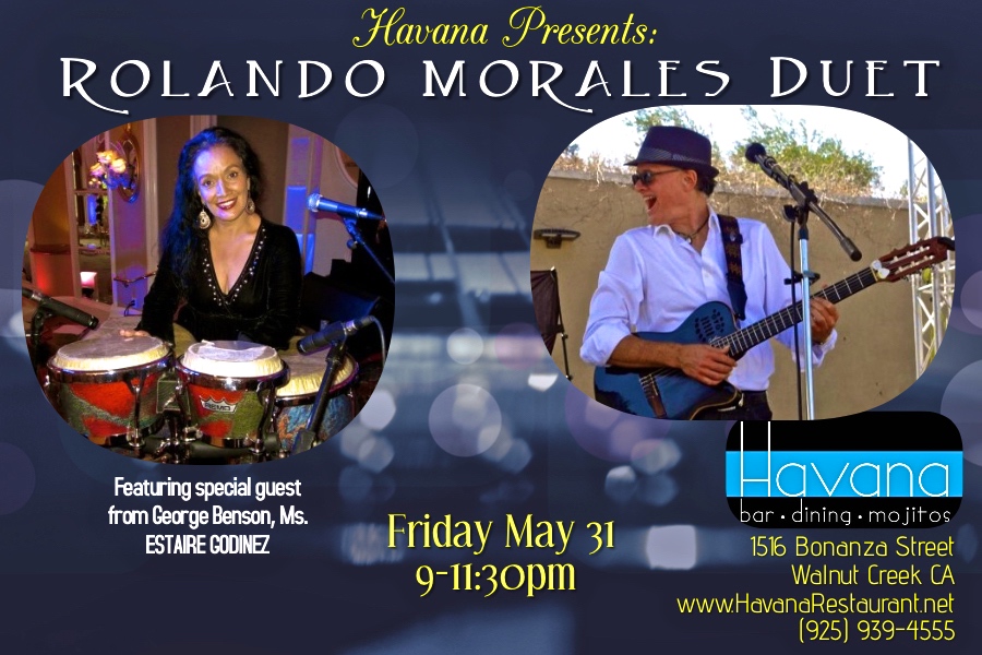 Rolando Morales will be joined by Estaire Godinez in Walnut Creek and May 31, 2019