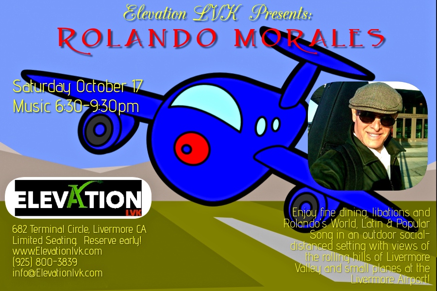 Rolando Morales entertains at Elevation on Saturday, October 17, 2020 from 6:30pm until 9:30 pm 