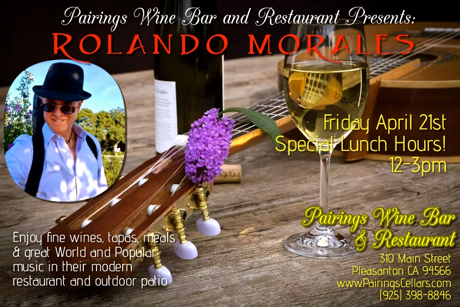 Rolando Morales performs at Pairings Wine Bar and Restaurant in Pleasanton, April 21,2023.